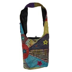 Vintage 90s Nepal Patchwork Crossbody Bag Boho Hippie Artisan Purse